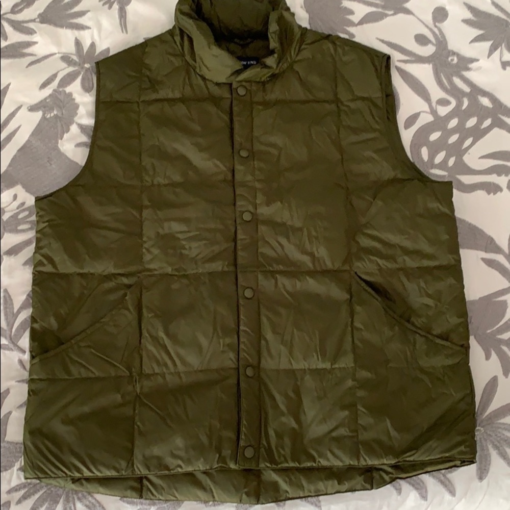 Lands End Olive Green Down Vest Size L